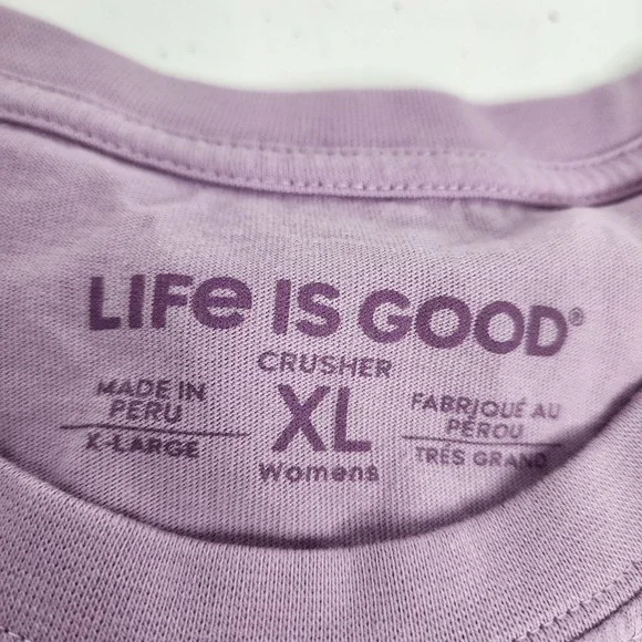 Life is Good Crusher Tee Womens XL Purple Long Sleeve Daisy Graphic T-Shirt - Picture 4 of 5
